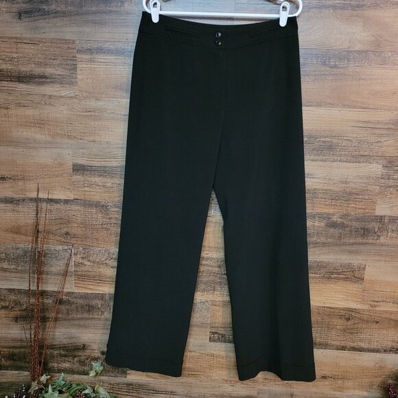 Vtg dressbarn Trouser Pants Size 8 Wide Leg Cuffed Mid Rise Y2K Stretch Preppy - Picture 1 of 9